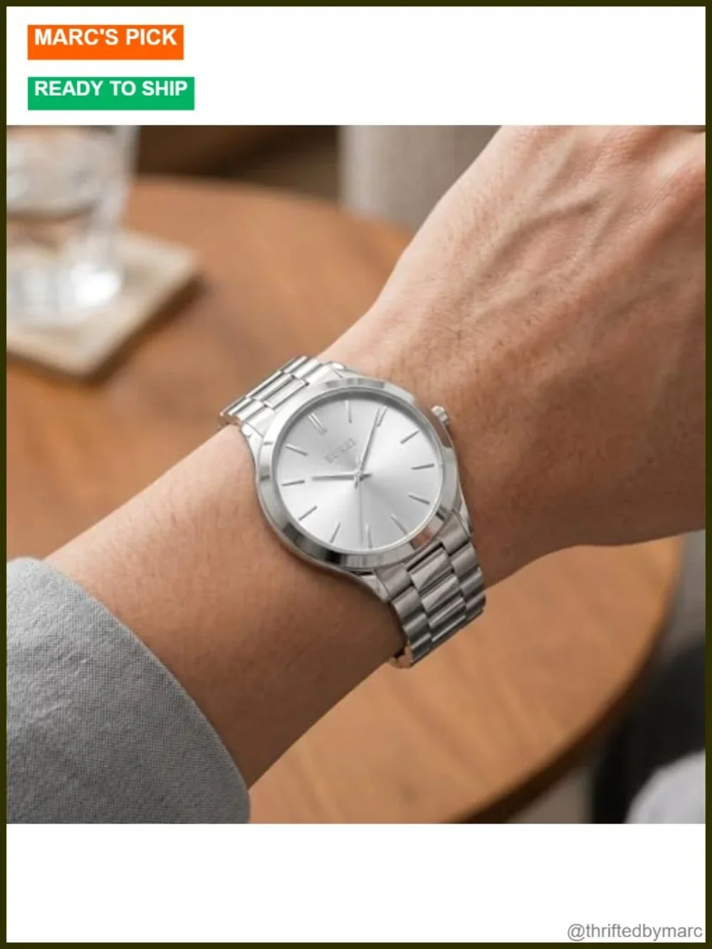 Mens Stainless Steel Analog Quartz Waterproof Watch Japanese Movement Gift Box